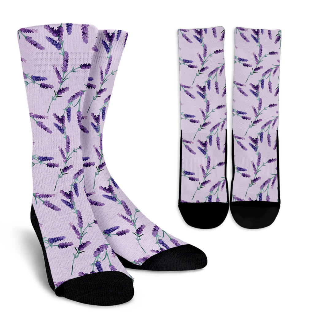 Lavender Pattern Print Design 02 Crew Socks