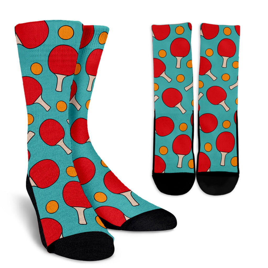 Ping Pong Pattern Print Design A01 Crew Socks