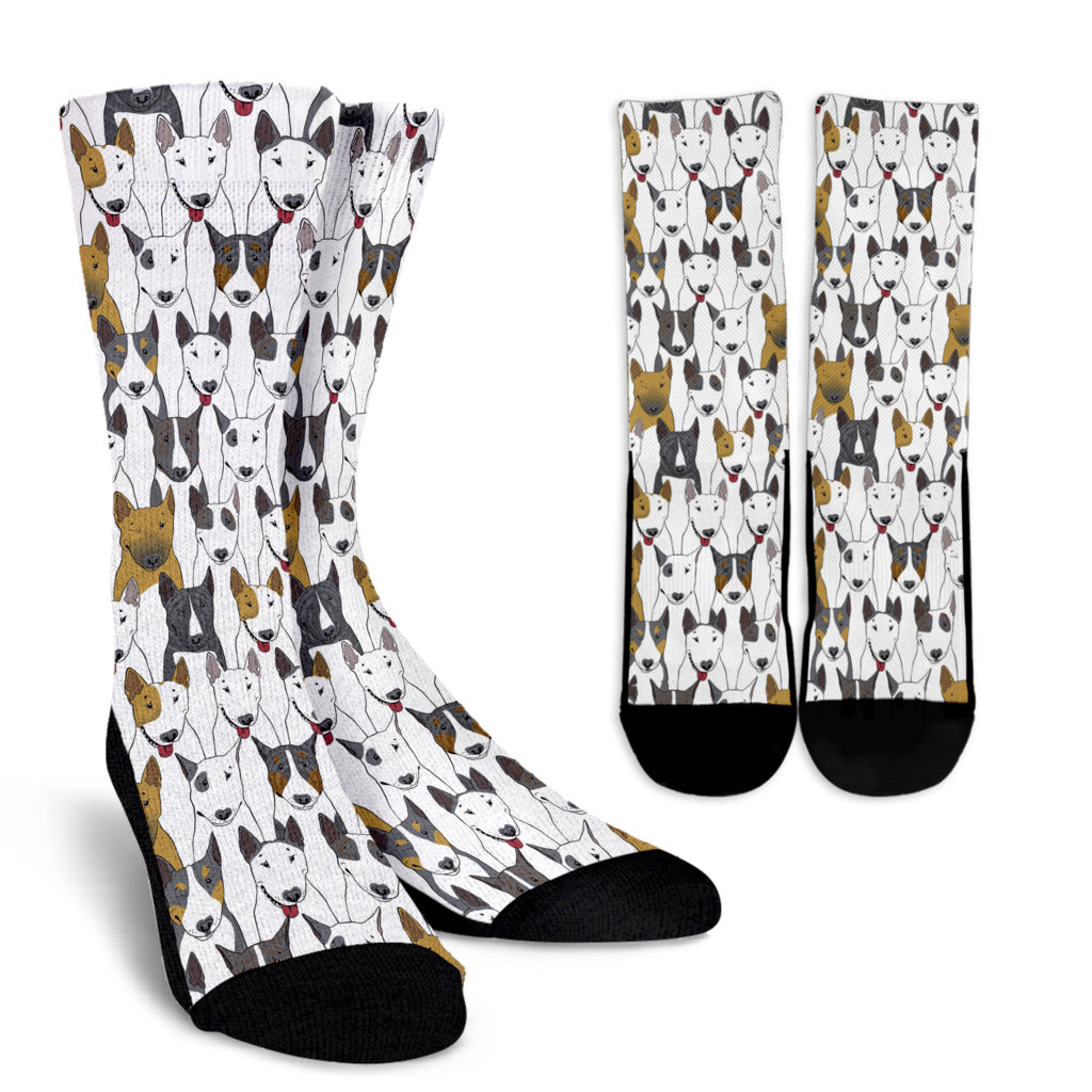 Bull Terriers Pattern Print Design 03 Crew Socks