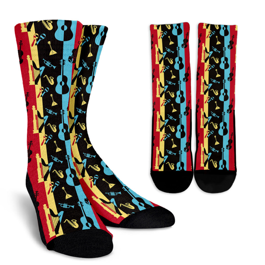 Jazz Pattern Print Design 02 Crew Socks