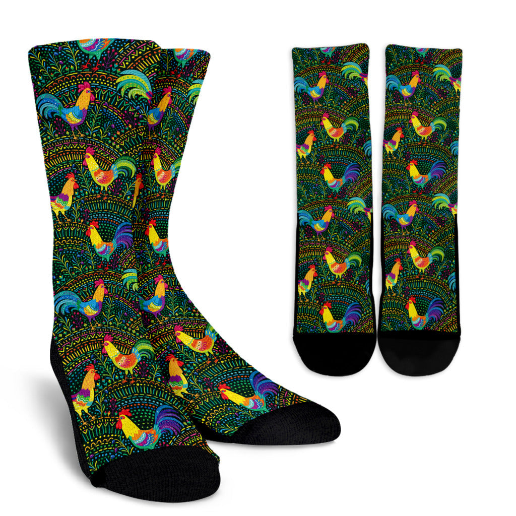 Rooster Pattern Print Design A01 Crew Socks