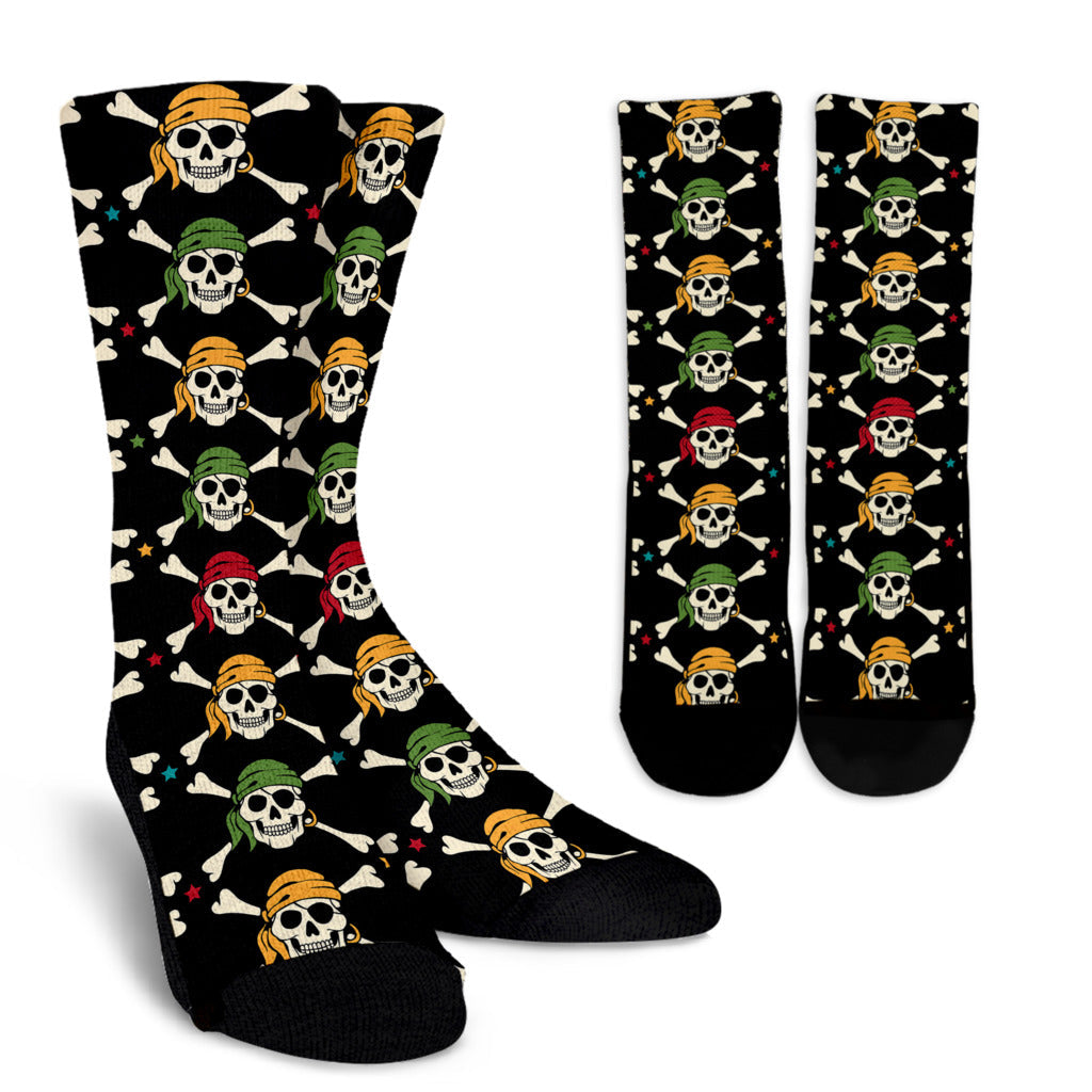 Pirate Pattern Print Design A01 Crew Socks