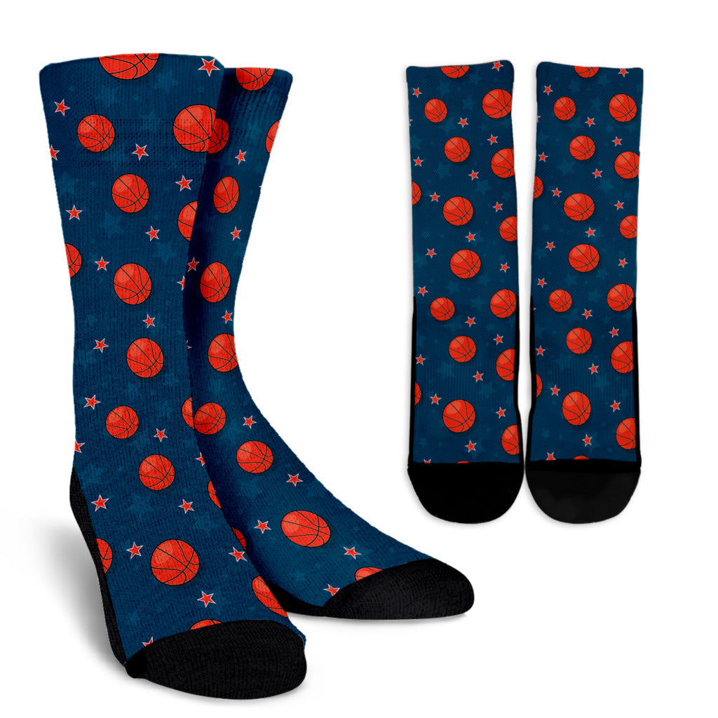 Basketball Pattern Print Design 02 Crew Socks