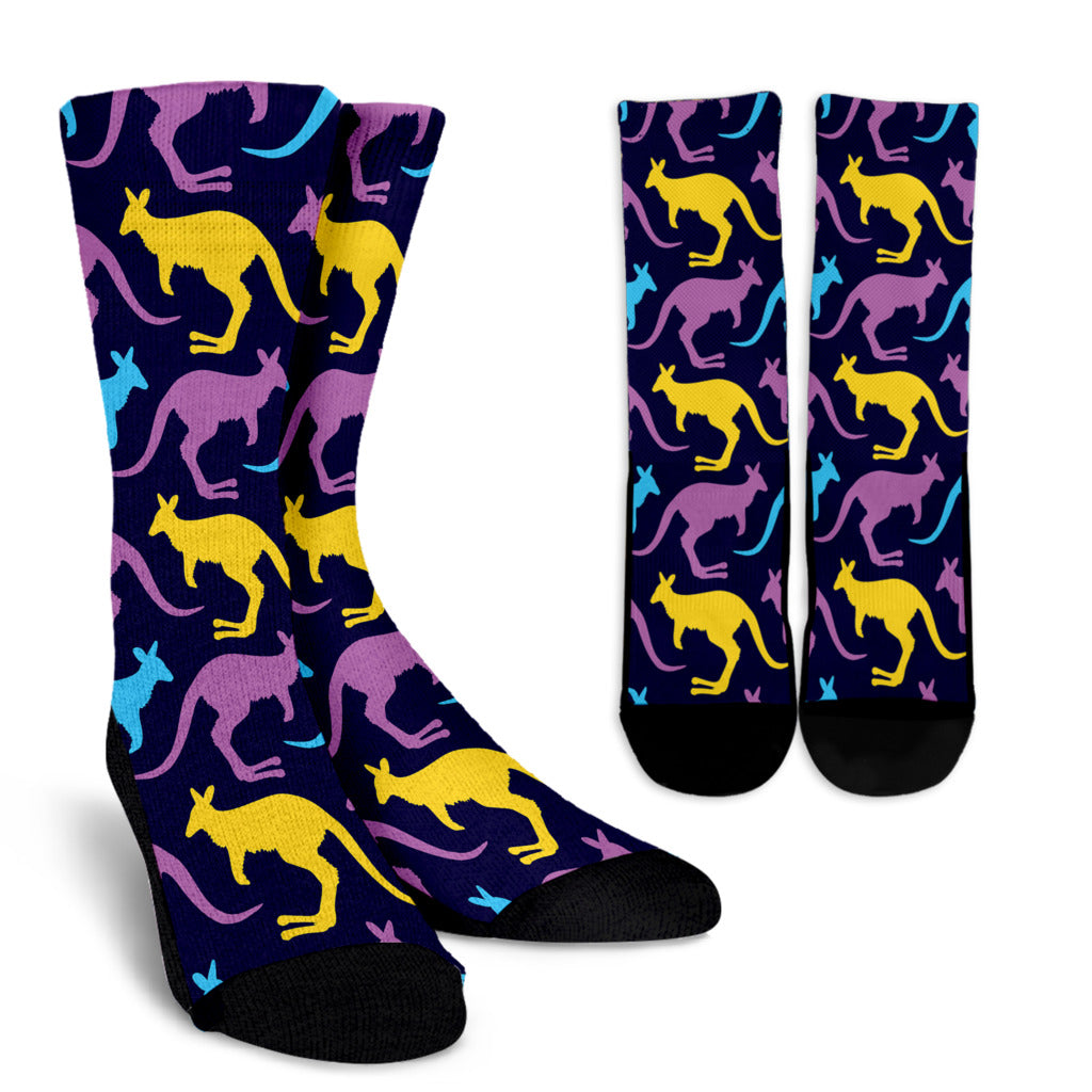 Kangaroos Pattern Print Design 02 Crew Socks