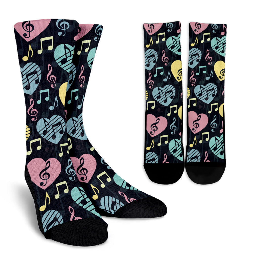 Music note Pattern Print Design A03 Crew Socks