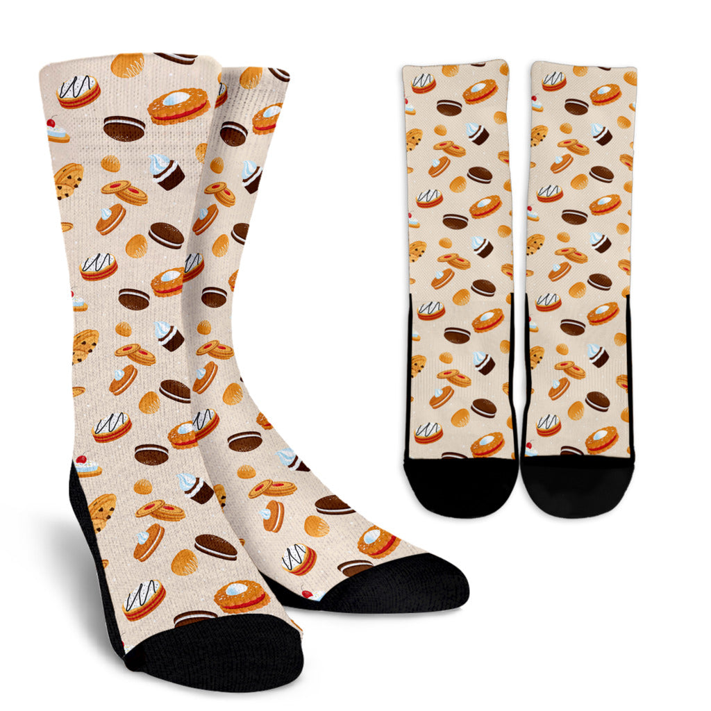Biscuit Pattern Print Design 01 Crew Socks