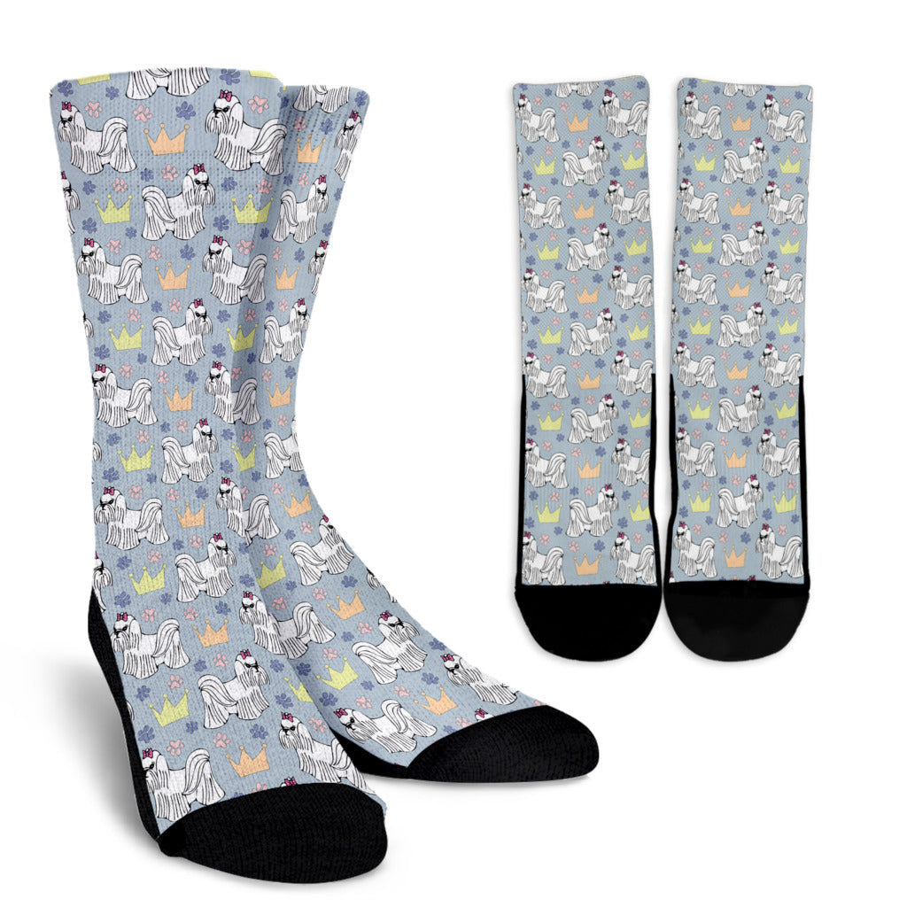 Maltese Pattern Print Design 04 Crew Socks