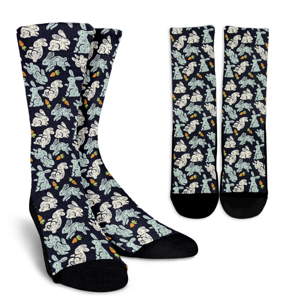 Bunny Pattern Print Design 04 Crew Socks