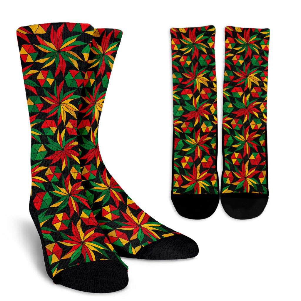 Rastafarian Pattern Print Design A03 Crew Socks