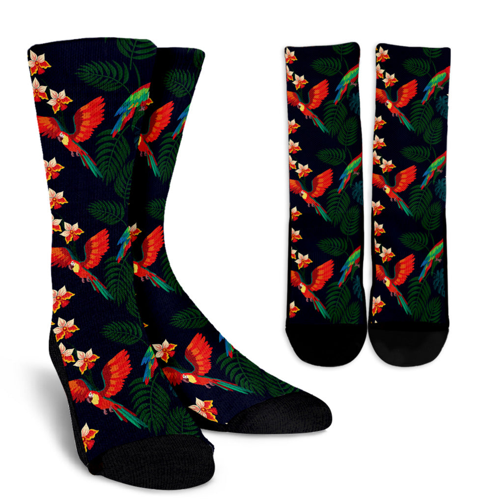 Macaw Pattern Print Design 02 Crew Socks