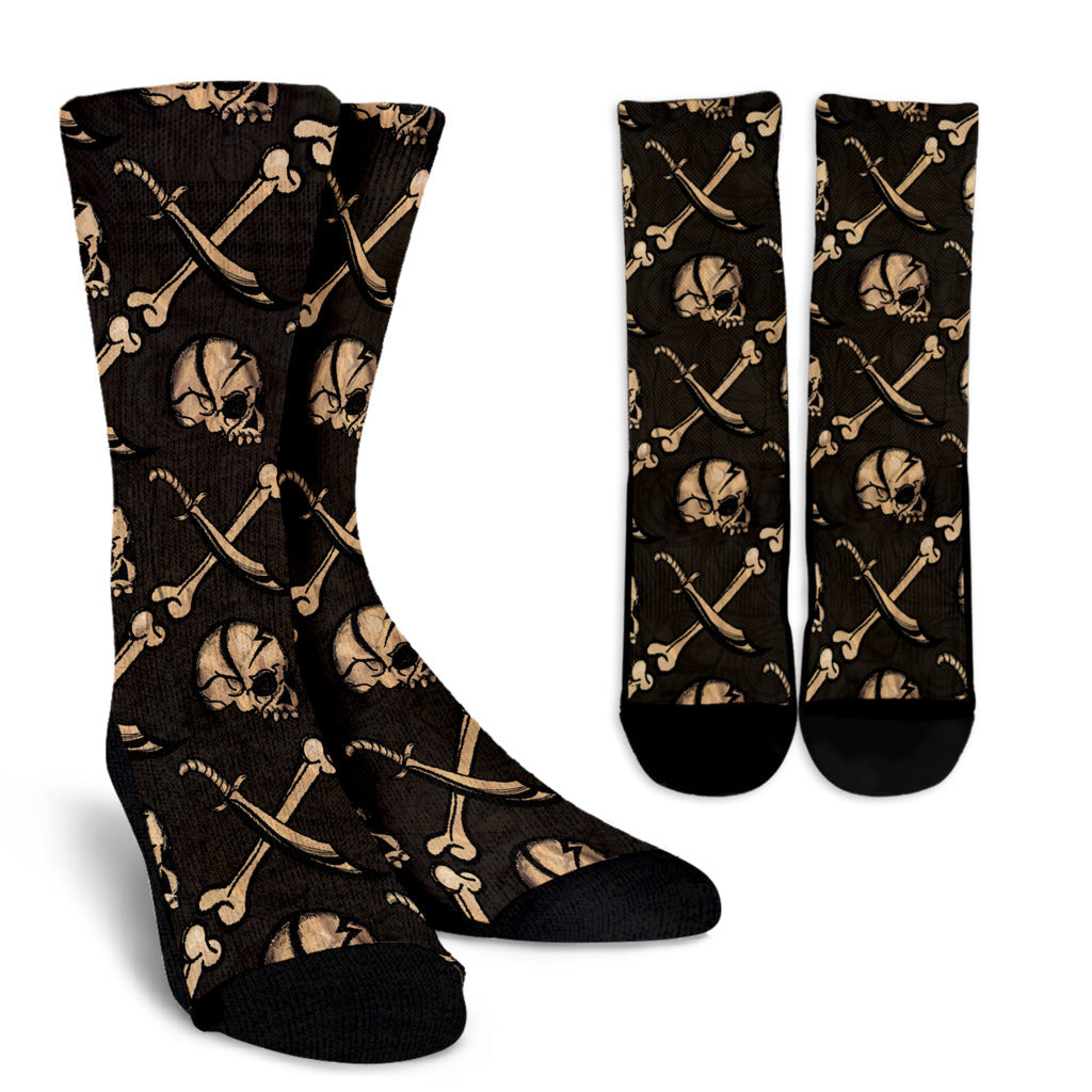 Pirate Pattern Print Design A03 Crew Socks