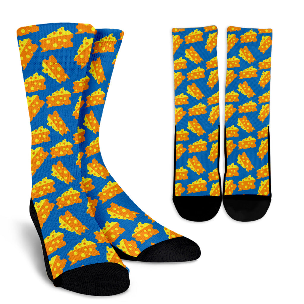 Cheese Pattern Print Design 05 Crew Socks