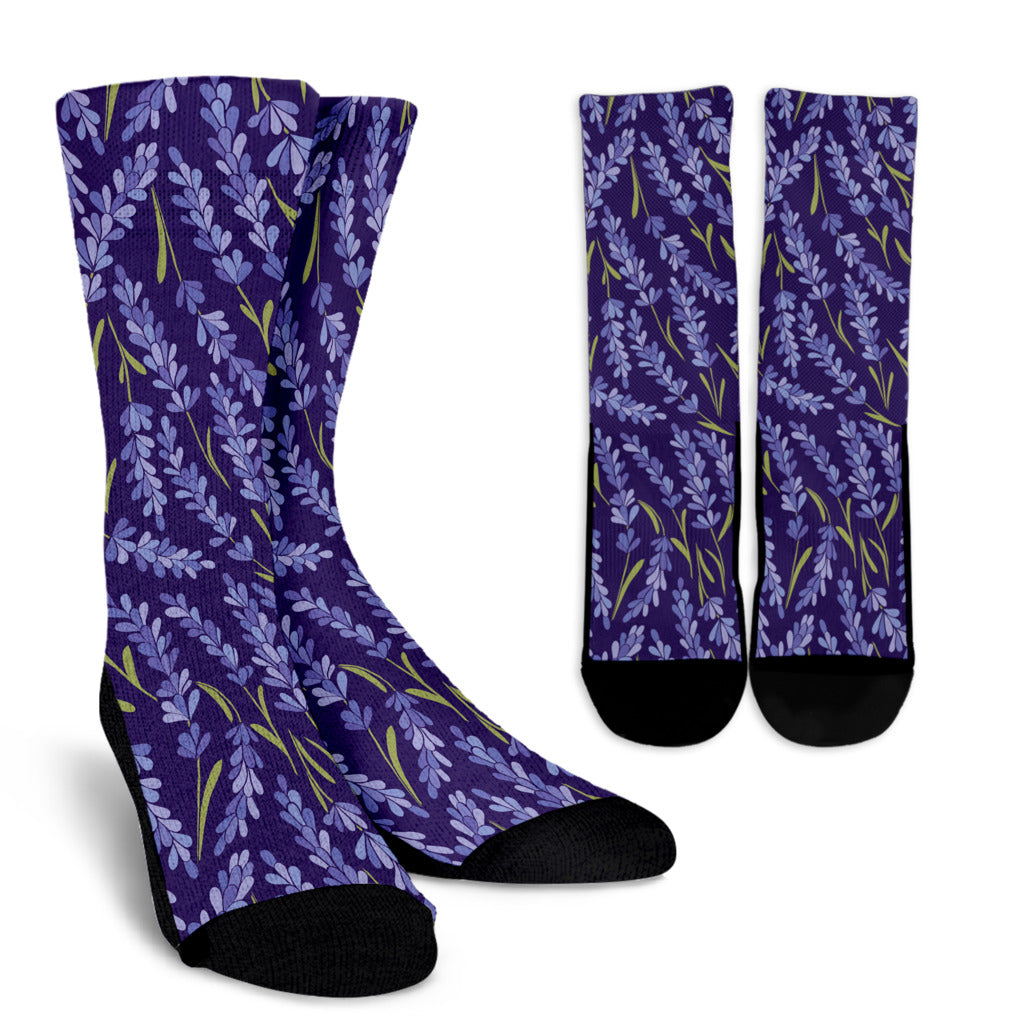 Lavender Pattern Print Design 03 Crew Socks
