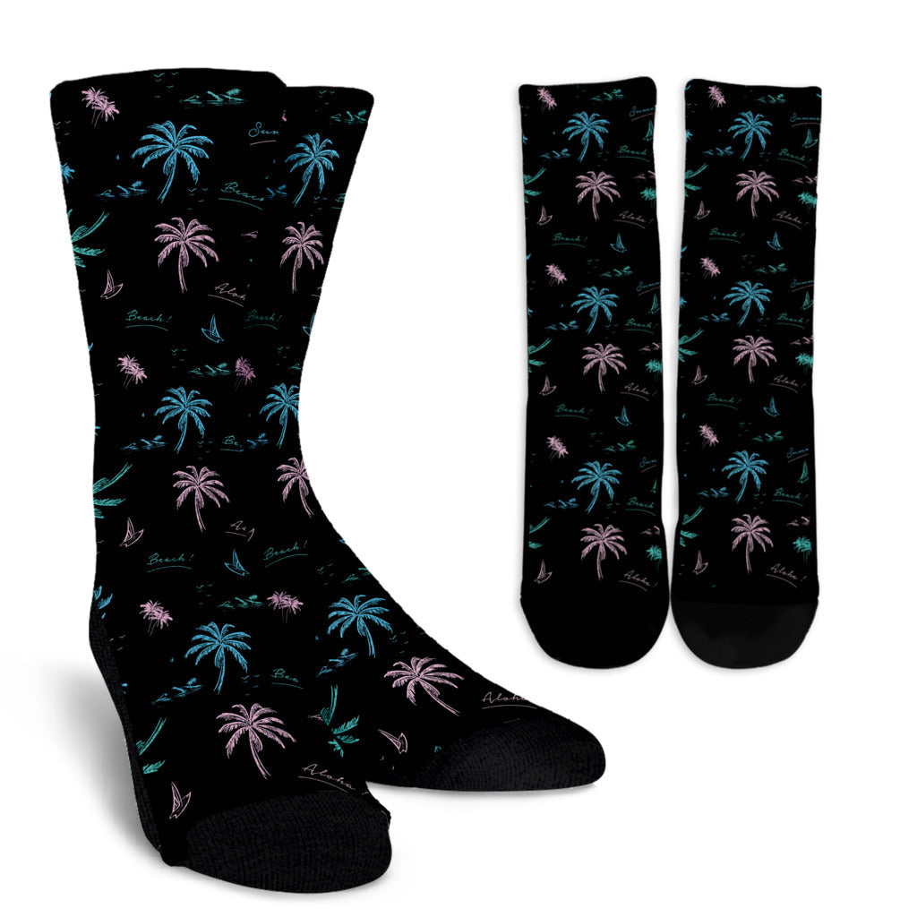 Aloha Hawaii Pattern Print Design 03 Crew Socks