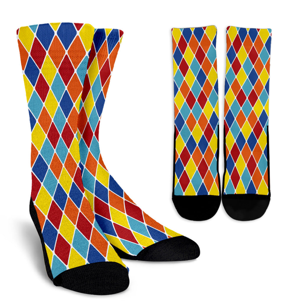 Harlequin Pattern Print Design 01 Crew Socks