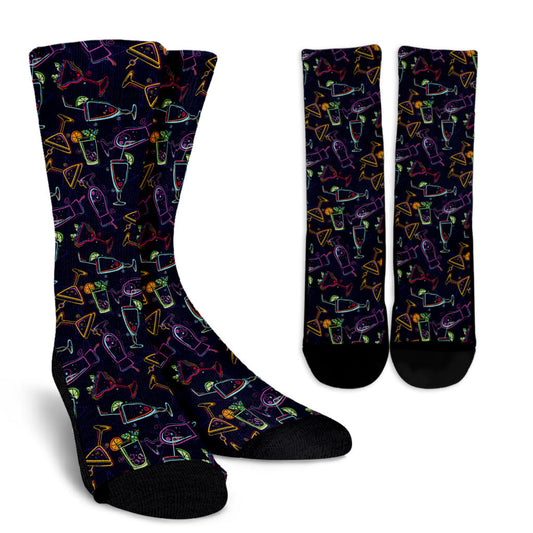 Cocktail Pattern Print Design 04 Crew Socks