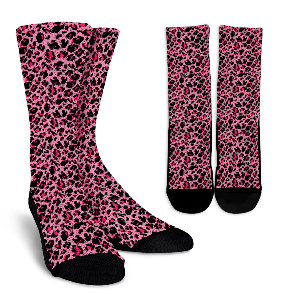 Cheetah Pink Pattern Print Design 01 Crew Socks
