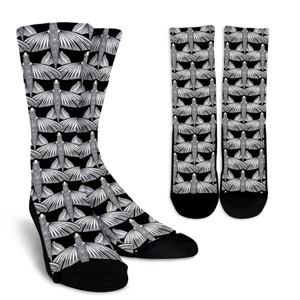 Flying Fish Pattern Print Design 03 Crew Socks
