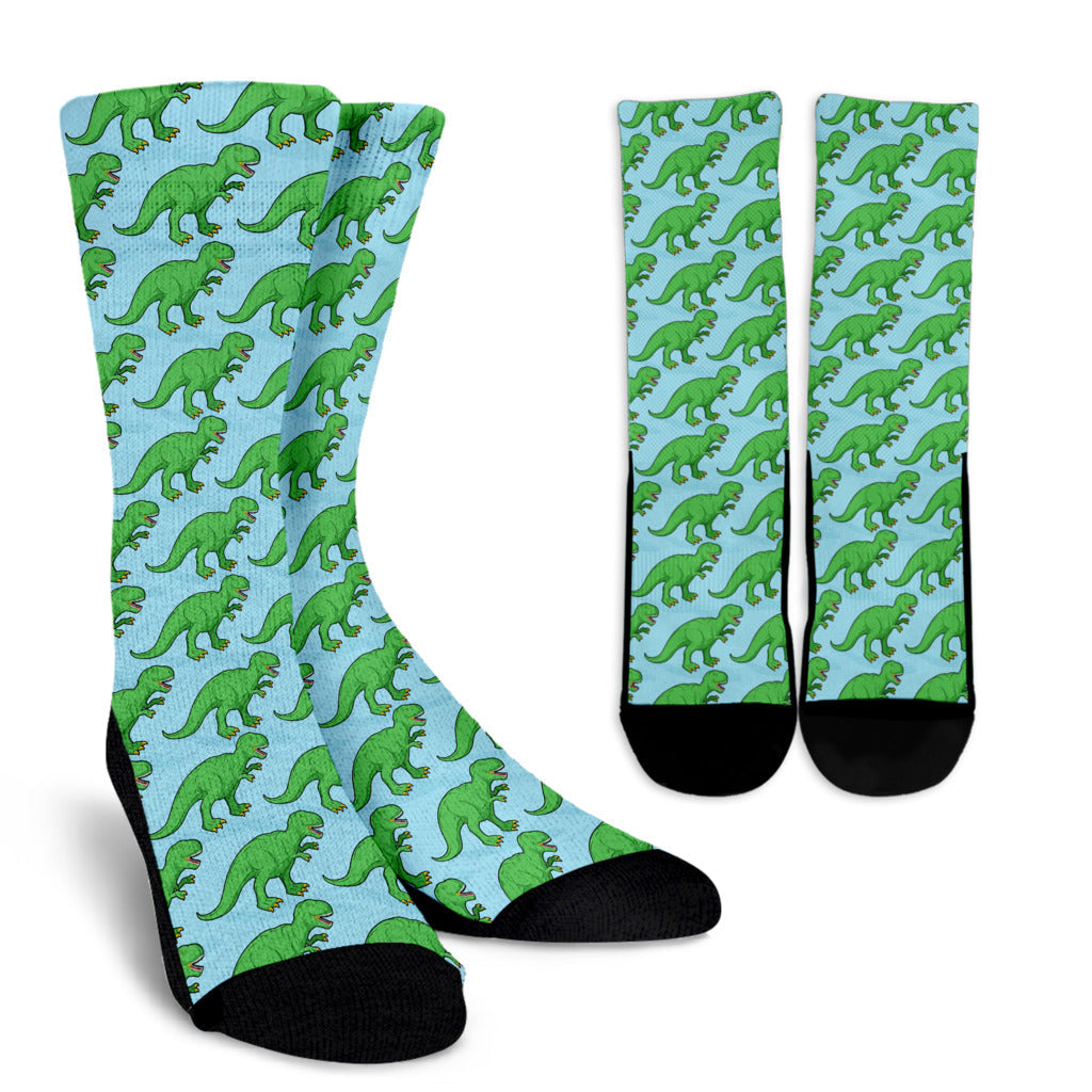 T Rex Pattern Print Design A01 Crew Socks
