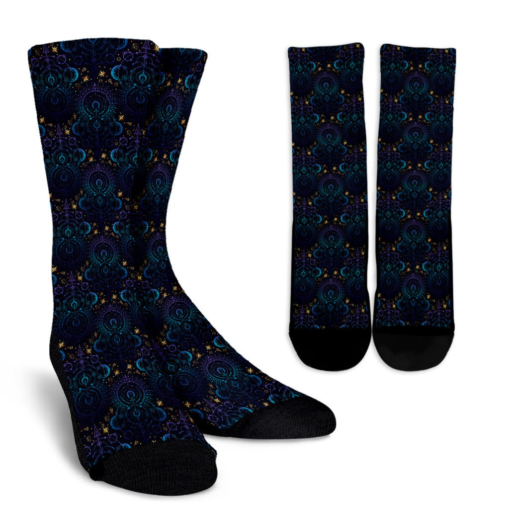 Celestial Pattern Print Design 06 Crew Socks