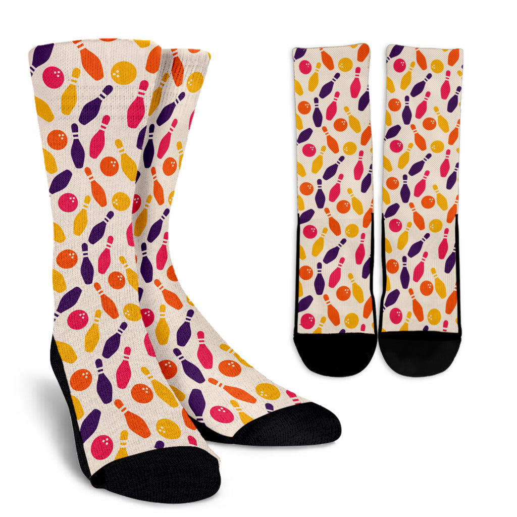 Bowling Pattern Print Design 06 Crew Socks