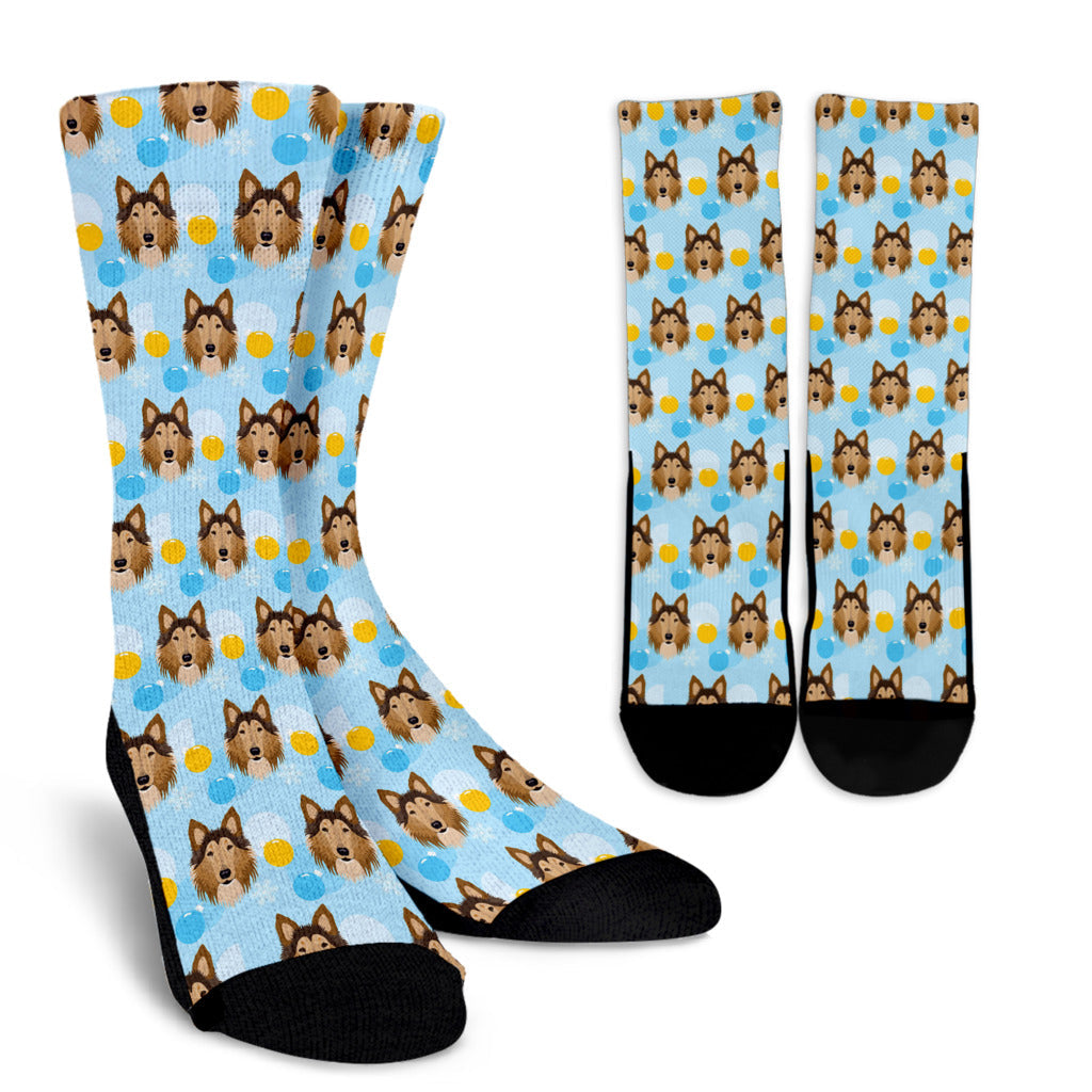 Collies Pattern Print Design 02 Crew Socks