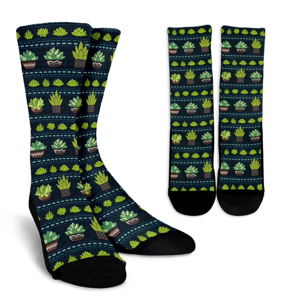 Cactus Pattern Print Design 07 Crew Socks