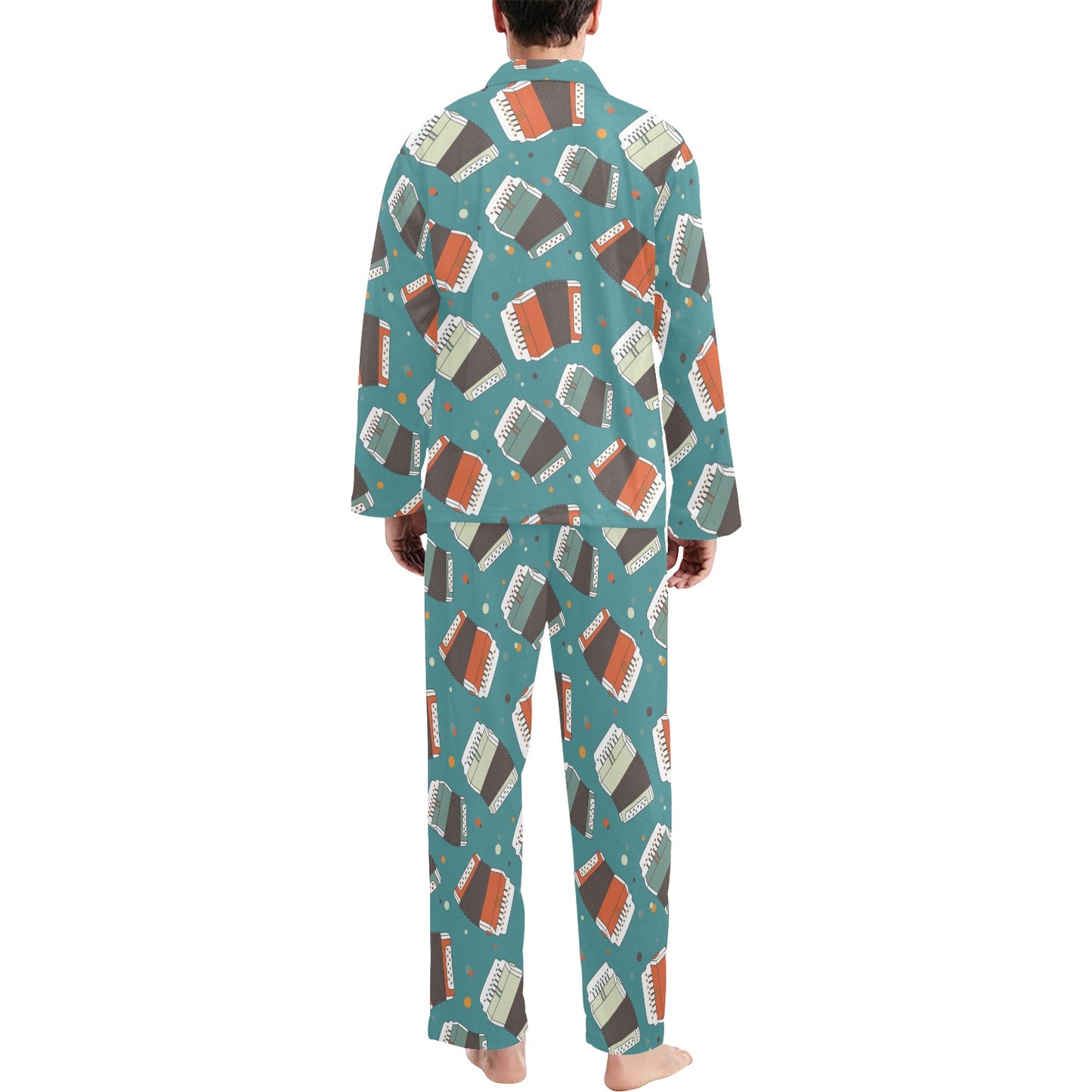 Accordion Pattern Print Design 02 Men's Long Pajama Set