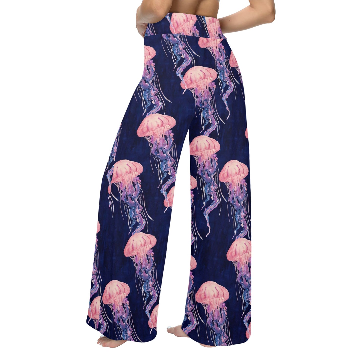 Jellyfish Pattern Print Design 03 Women's Wide Leg Lounge Pants
