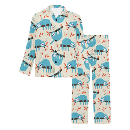 Sloth Print Design LKS3011 Men's Long Pajama Set