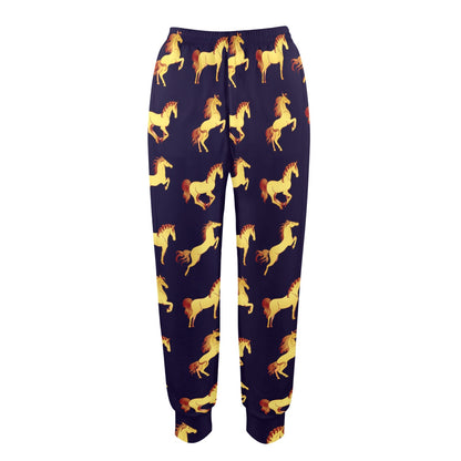 Gold Horse Pattern Women's Casual Track Pants