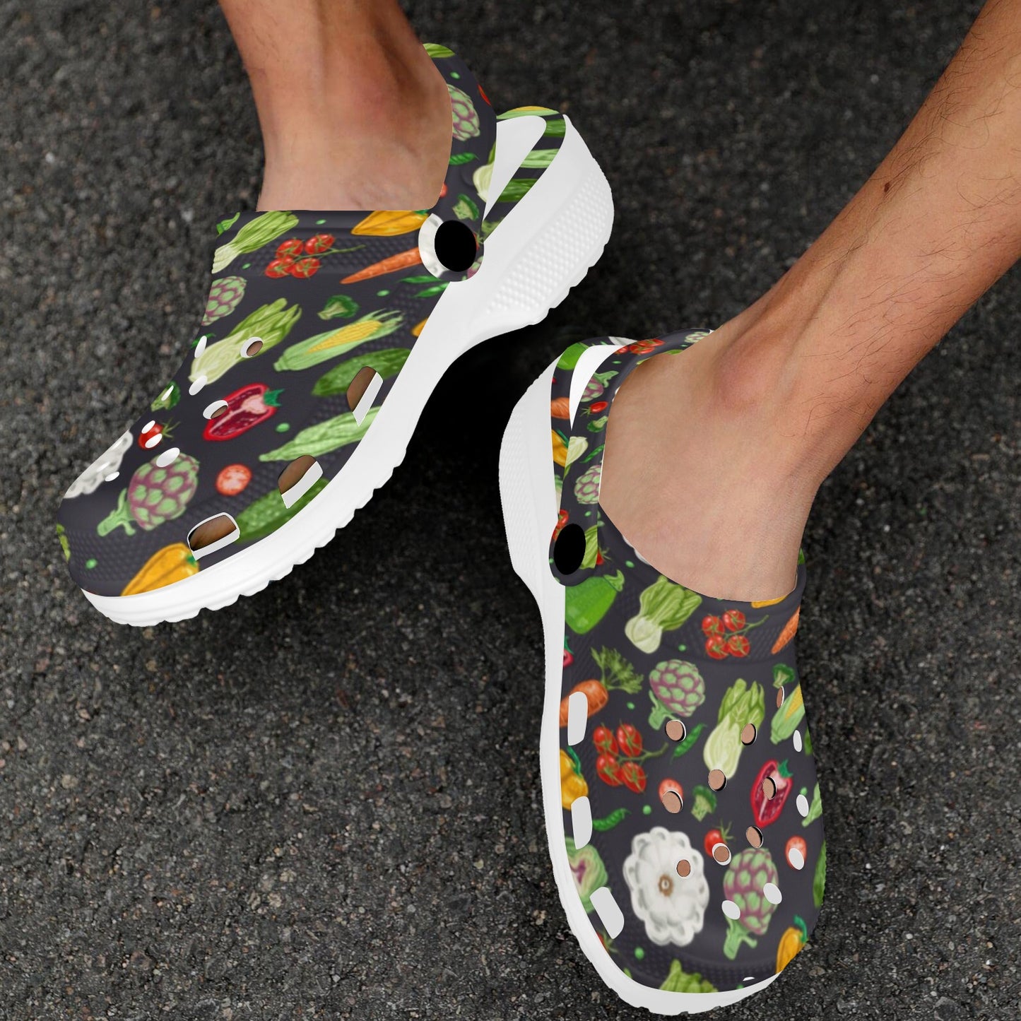 Vegan Pattern Themed Design Print Unisex Clogs Shoes