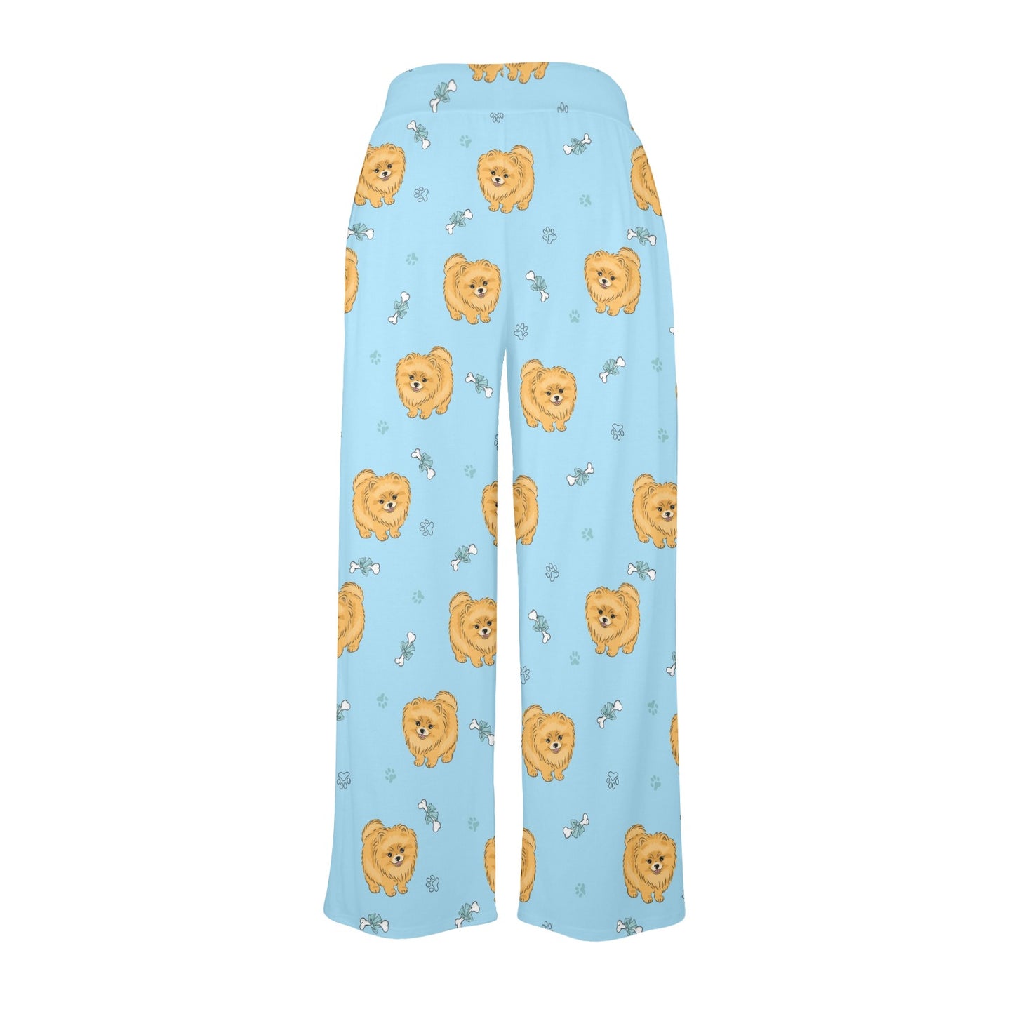 Pomeranians Pattern Print Design A03 Women's Wide Leg Lounge Pants