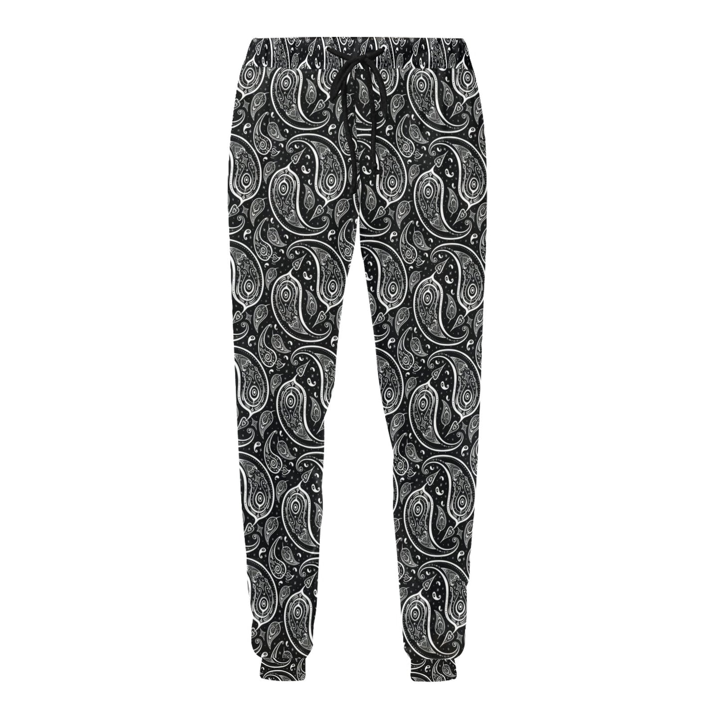 Paisley Black Design Print Men's Sweatpants