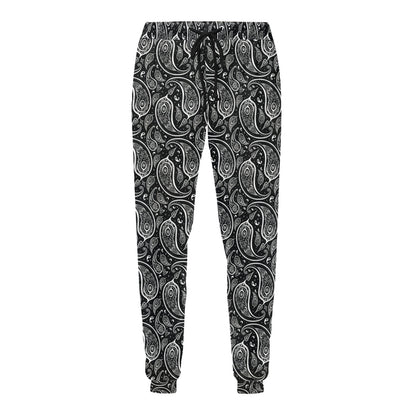 Paisley Black Design Print Men's Sweatpants