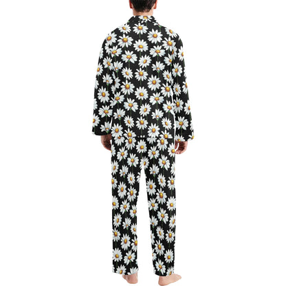 Daisy Print Pattern Men's Long Pajama Set
