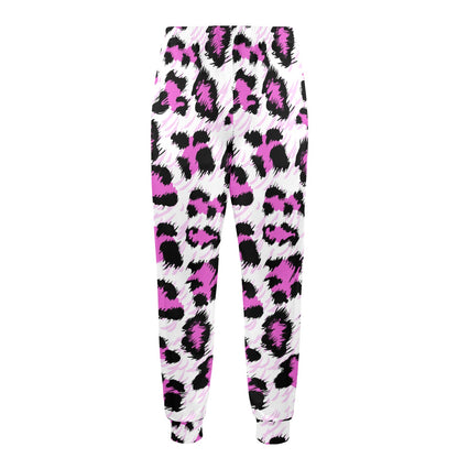 Leopard Pink Skin Print Men's Casual Track Pants