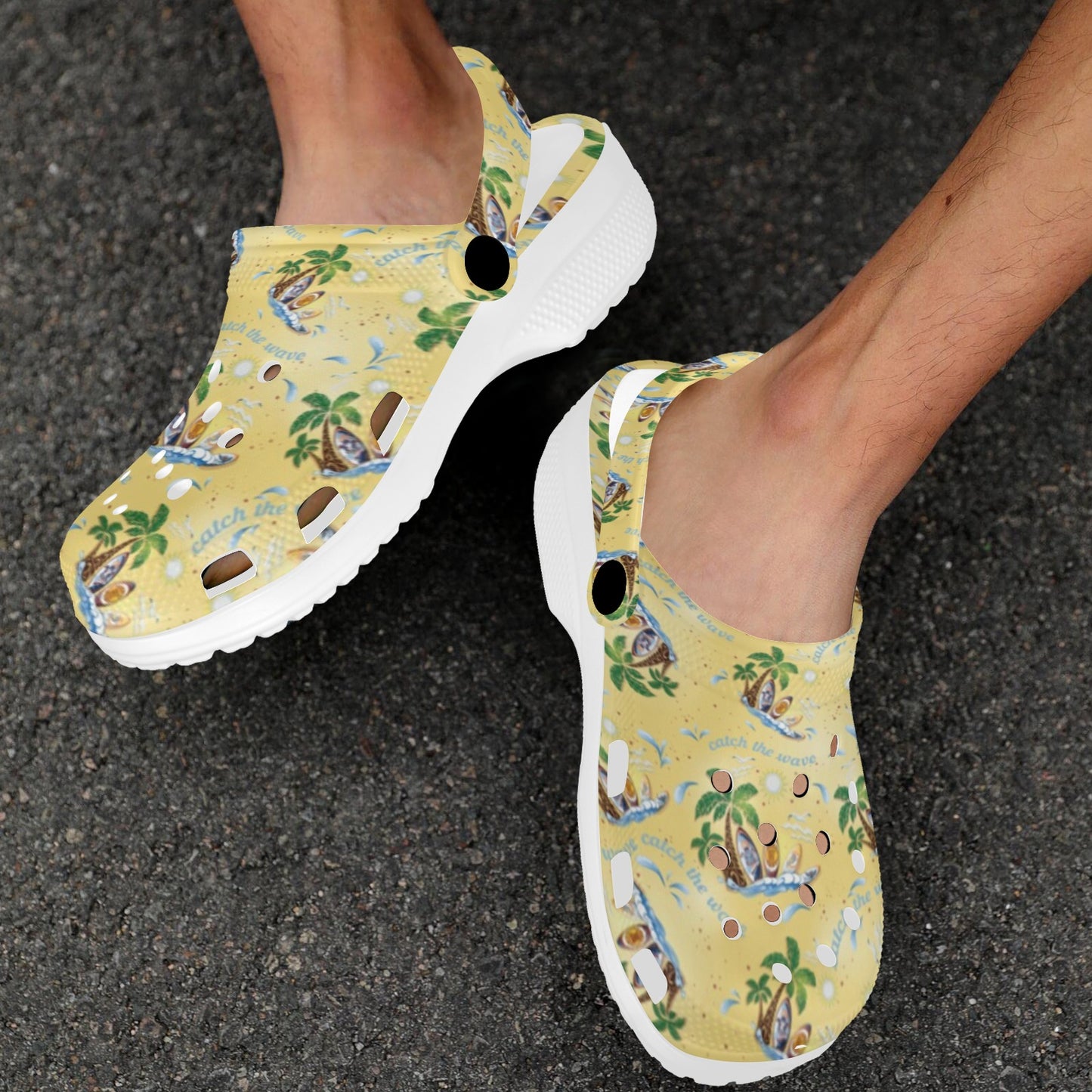 Surf Catch the Wave Design Unisex Clogs Shoes