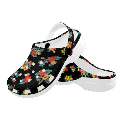 Hawaiian Flower Themed Print Unisex Clogs Shoes