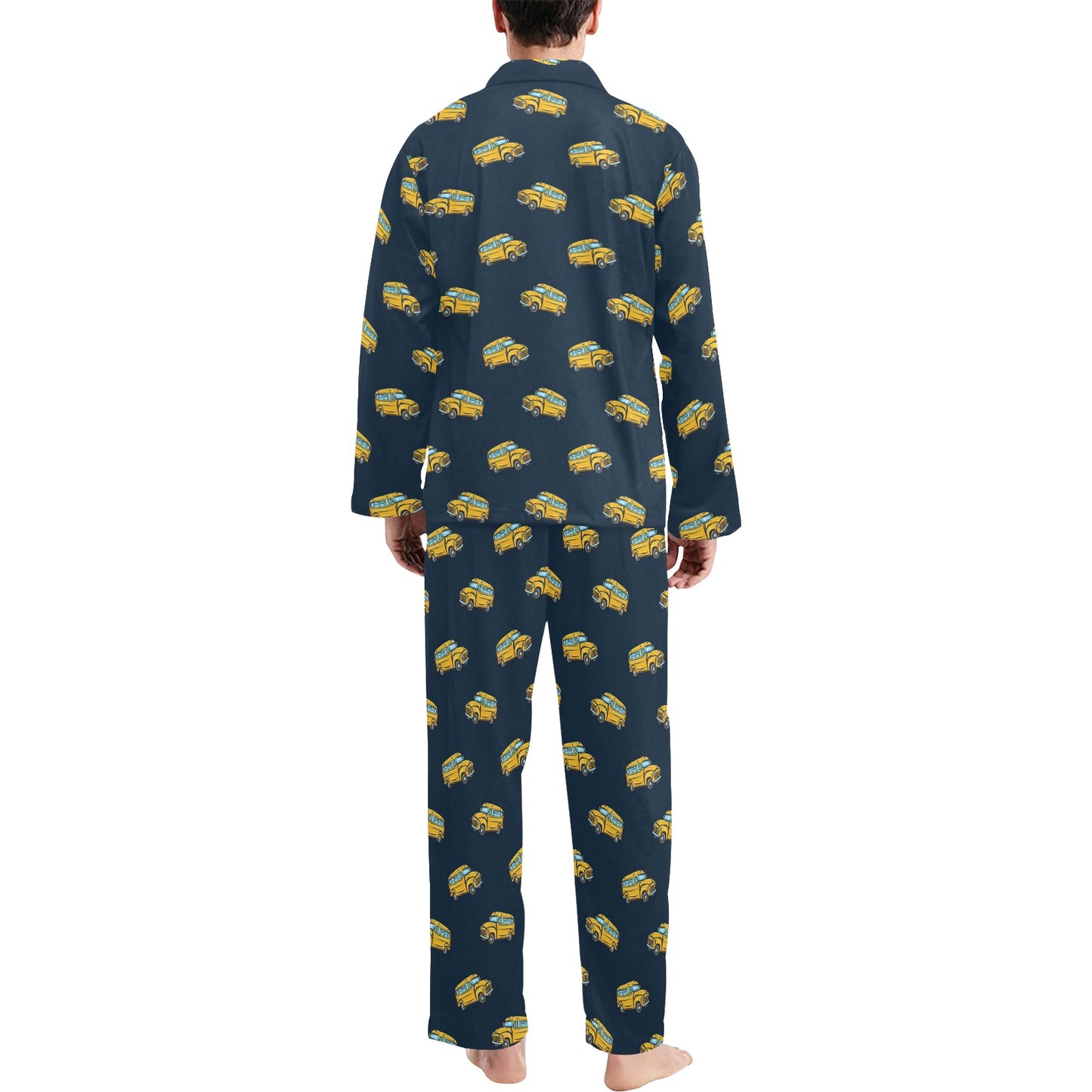 School Bus Print Design LKS304 Men's Long Pajama Set