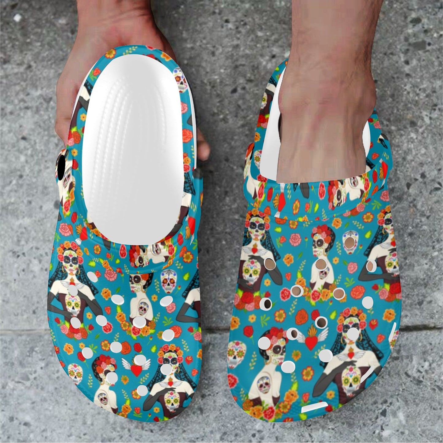 Day of the Dead Old School Girl Design Unisex Clogs Shoes