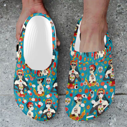 Day of the Dead Old School Girl Design Unisex Clogs Shoes