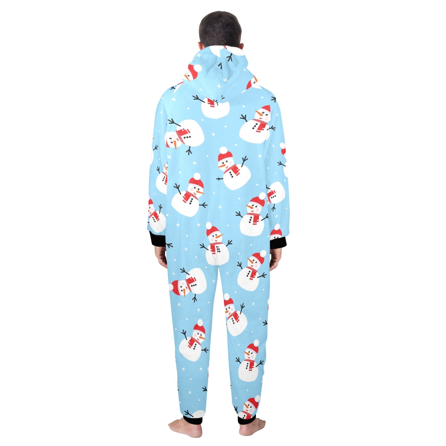 Snowman Print Design LKS305 Hooded Fleece Onesie Pajama Jumpsuit