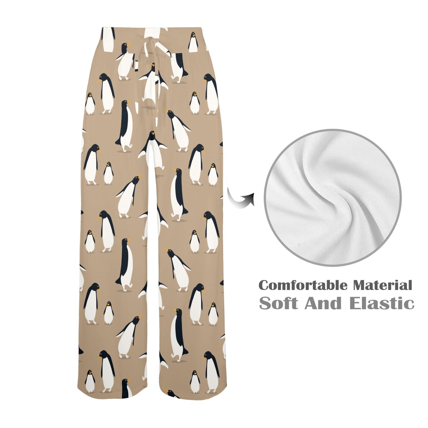 Penguin Pattern Print Design A01 Women's Wide Leg Lounge Pants