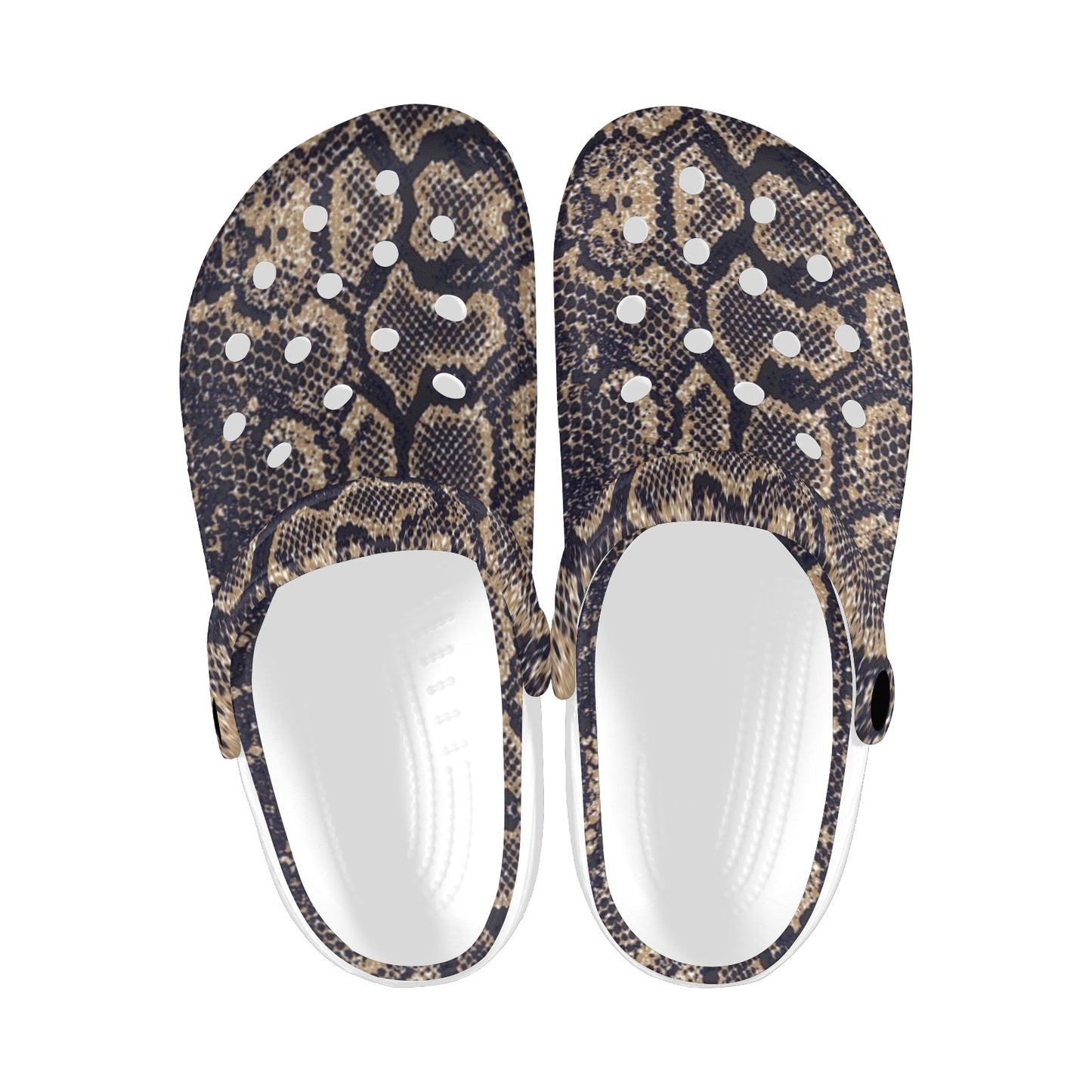 Snake Skin Pattern Print Unisex Clogs Shoes