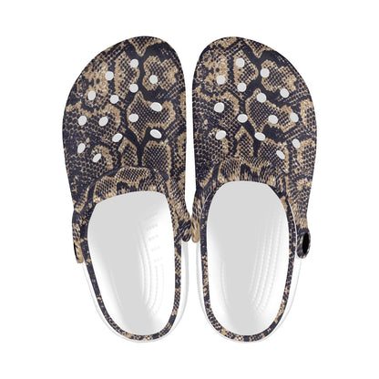 Snake Skin Pattern Print Unisex Clogs Shoes