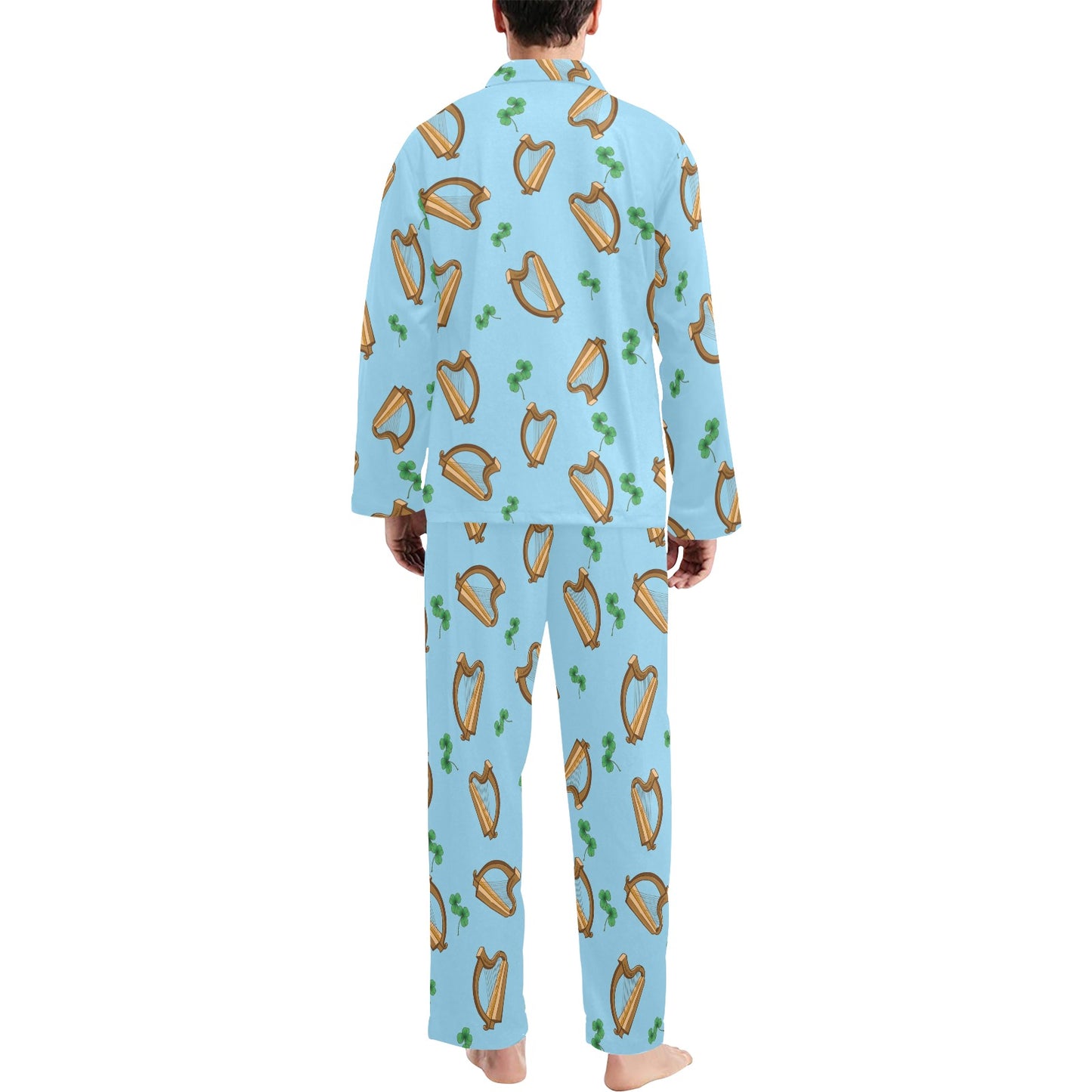 Harp Pattern Print Design 01 Men's Long Pajama Set