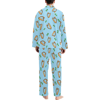 Harp Pattern Print Design 01 Men's Long Pajama Set