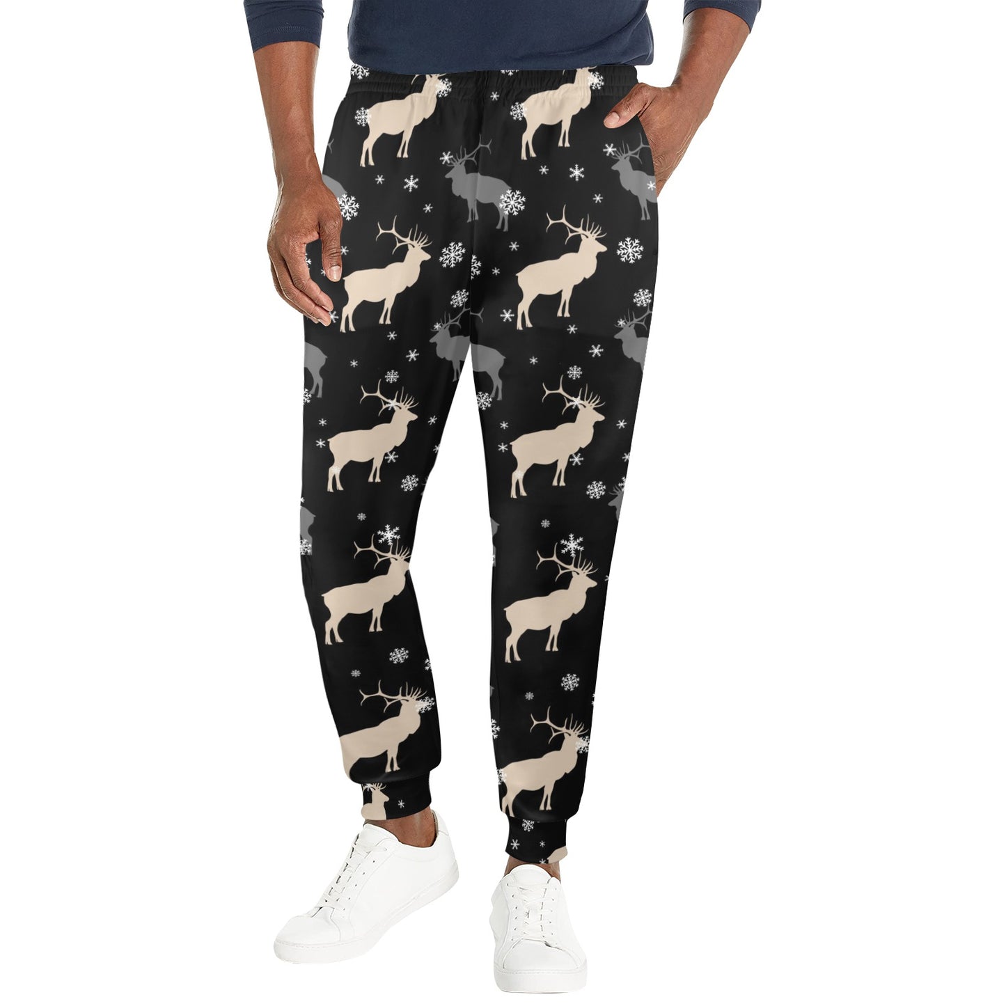 elk Design Print Pattern JJ0197 Men's Casual Track Pants