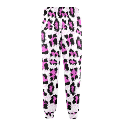 Leopard Pink Skin Print Men's Casual Track Pants